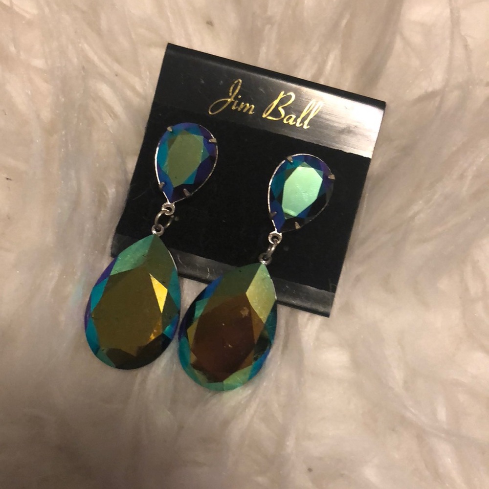 Blue Iridescent Jim Ball Earrings